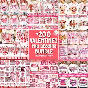 Puede incluir: Un collage de imágenes con diseños temáticos de San Valentín. Los diseños incluyen varios gráficos, como corazones, lazos y texto. Los diseños son en rosa, rojo y blanco. El texto incluye frases como "Día de San Valentín", "Amor" y "XOXO".