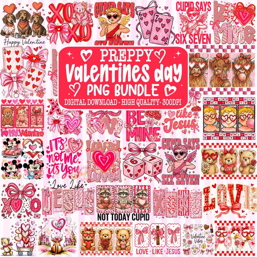 Valentine Bundle Png, Valentines Day Png, Faux Yarn Crochet Heart Png ...