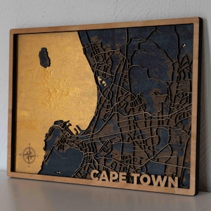 Gepersonaliseerde 3D houten stadskaart goud, 4 lagen stadskaart, aangepaste stadskaart, perfect cadeau voor bruiloft, housewarming