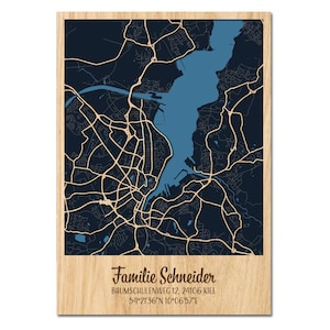 Mappa della città in legno personalizzata, mappa della città 3D a 3 strati, mappa della città individuale, regalo perfetto per matrimonio, regalo di inaugurazione della casa