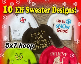 ITH Embroidery Pattern - Christmas Doll Sweater - 10 Pack of Patterns! - In the Hoop