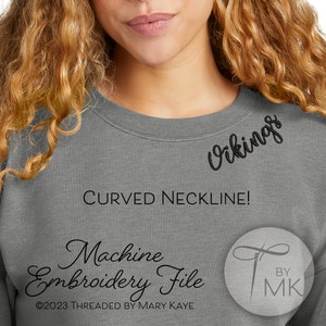 Embroidery Pattern - Vikings - Curved Neckline Text - Curved Words on Collar