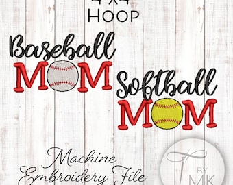 Embroidery Pattern Baseball Mom AND Softball Mom sized to fit hats
