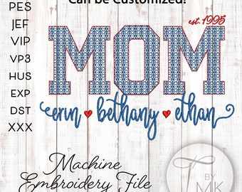 Wzór do haftu - Spersonalizowany wzór do haftu dla mamy z wypełnieniem motywu