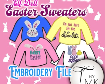 Wzór do haftu ITH - Sweter dla lalki świątecznej - Zestaw 4 wzorów wielkanocnych