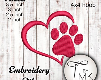 Wzór do haftu - Łapa Serce 4x4