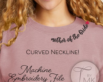 Wzór do haftu - Matka Panny Młodej - Zakrzywiony dekolt Tekst - Zakrzywione słowa na kołnierzyku