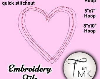 Szkic wzoru haftu Ramka serca Szkicowy styl haftu