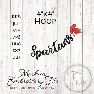 Spatans Cursive Embroidery Pattern - Spartans - Curved Neckline Text - Curved Words on ...