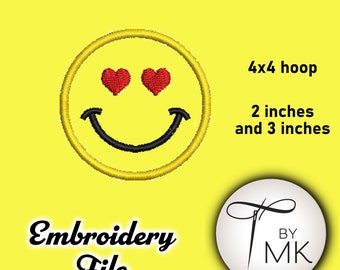 Uśmiechnięta twarz z oczami w kształcie serca Wzór do haftu