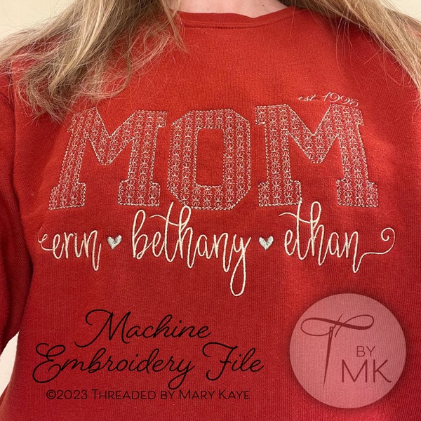 Embroidery Pattern Mom with Motif fill