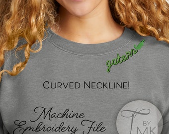 Embroidery Pattern - Gators - Curved Neckline Text - Curved Words on Collar - Shadow Font