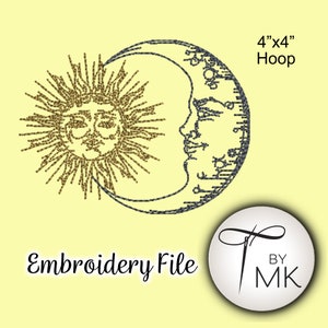 Embroidery Pattern - Sun and Moon - 4x4