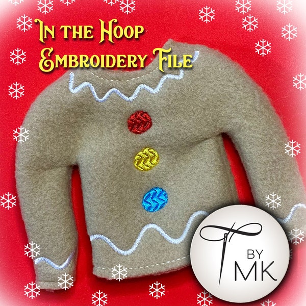 Embroidery Pattern - Christmas Doll Sweater - Gingerbread Man