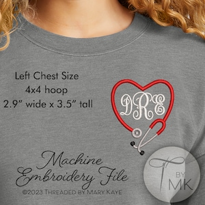 Embroidery Pattern - Stethoscope - Heart Stethoscope