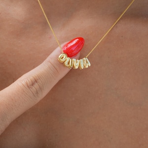 14k Solid Gold 3D Blase Brief Halskette, Benutzerdefinierte Ballon Halskette, kleine 3D Buchstabe Halskette, personalisierte Namensplatte, zierliche Namenskette