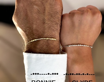 Set Di Bracciali In Acciaio Inox Con Codice Morse Per Coppie – Regalo Anniversario Fidanzamento - 2