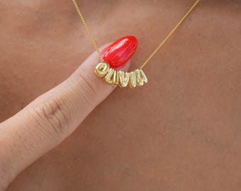 14k Gold 3d Bubble Letter Necklace, Custom Balloon Necklace, Small 3d Letter Necklace, Personalized Name Plate, Dainty Name Necklace