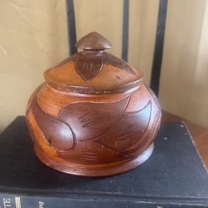 Carved wooden trinket box