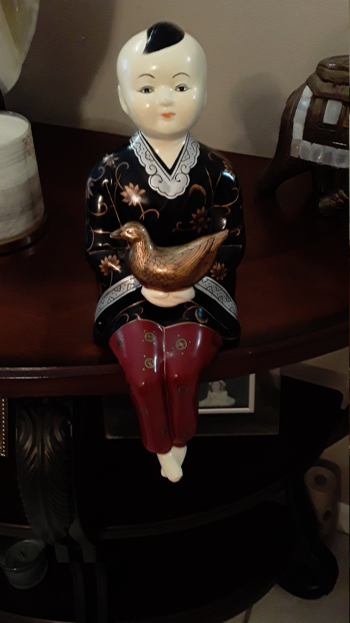 Chinese Doll Shelf Sitter Oriental hand painted Ceramic Etsy