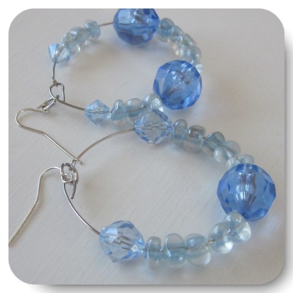 Items similar to Frosty Blue Hooped Earrings, Gifts for her, Acrylic ...