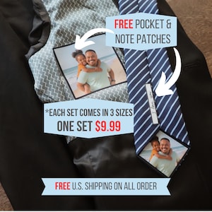 Custom Photo Patch for ties, Christmas gift, tie patch, grandpa gift, wedding gift, father of the bride, fathers day gift, anniversary gift