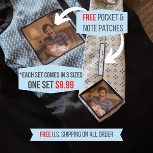 Custom Photo Patch for ties, Christmas gift, tie patch, grandpa gift, wedding gift, father of the bride, fathers day gift, anniversary gift