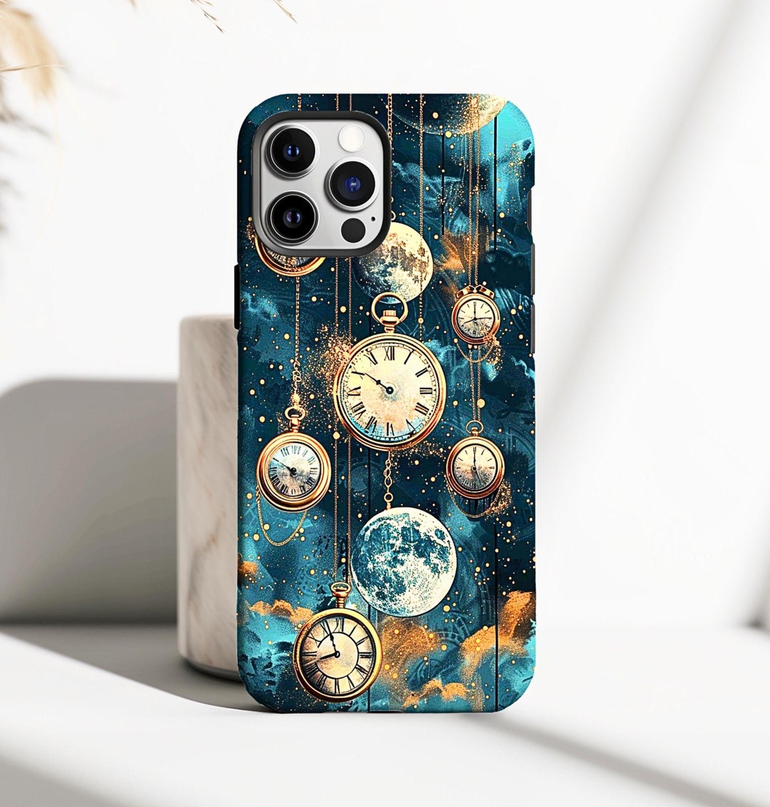 Celestial Clockwork Phone Case - Vintage Pocket Watches & Moon Design ...