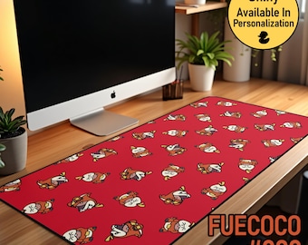 Fuecoco Desk Mat: TCG Gamer Mousepad with Hand-Drawn Illustration