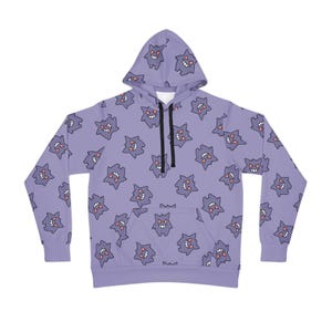 Gengar Hoodie Duck Pullover Anime Streetwear Cute Funny Sweatshirt Gift for Ghost Fans, Unisex Gamer Clothing