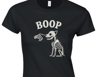 Dog Skeleton Shirt, Fun Boop Design T-Shirt for Halloween