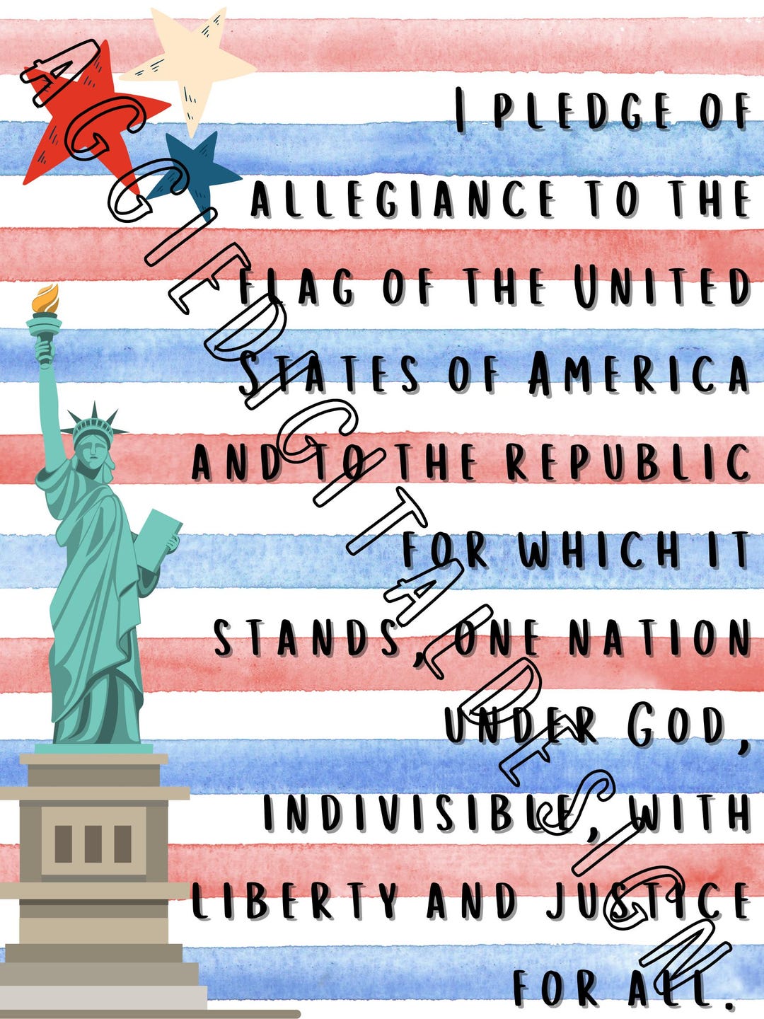 Patriotic Pledge of Allegiance Poster for Classroom Decor - Etsy