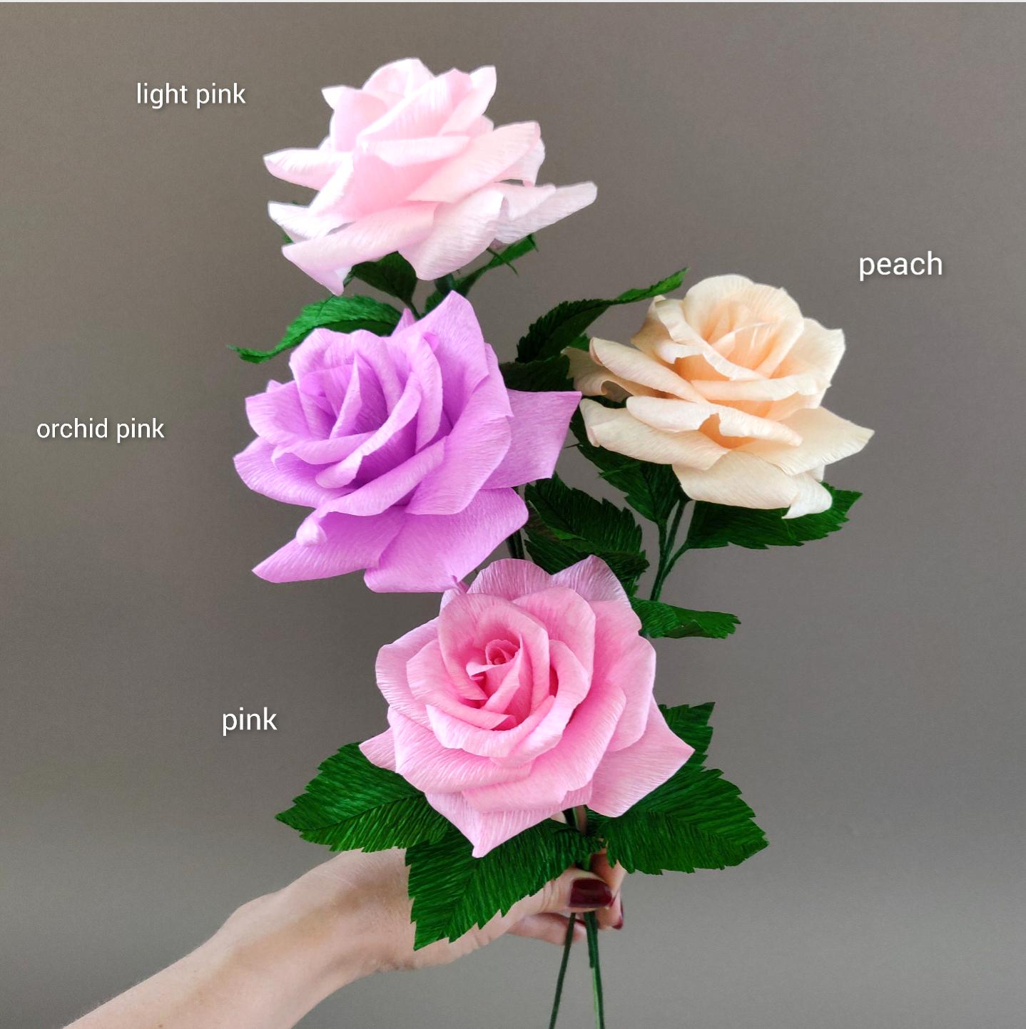 Paper Rose Tutorial, Crepe Paper Rose Templates, Step by Step Video ...