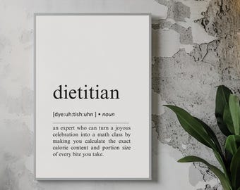 Dietitian Definition Print, health expert, gift, Dietitian digital download, Definition Printable Poster, Dietitian Decor minimalist poster