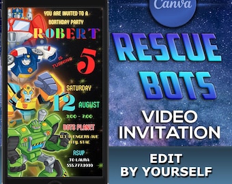 "Rescue Bots Geburtstagseinladung - Canva Editable (Digitaler Download)"