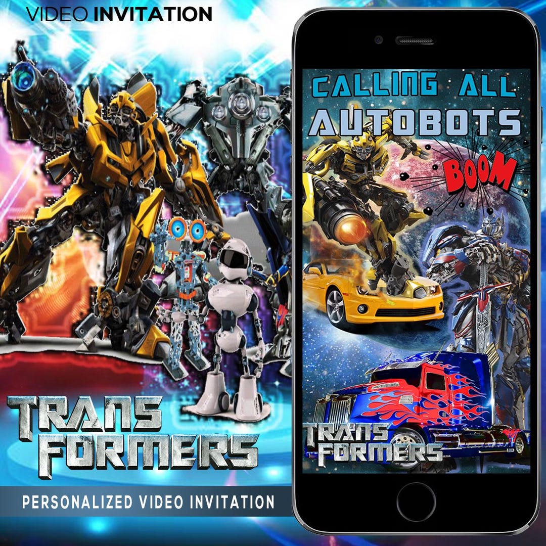 Transformers Invite Transformers Birthday Party Video Invitation, Optimus Prime Digital ...