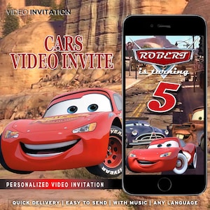 Video-verjaardagsuitnodiging Lightning McQueen: Cars Party (digitale download)