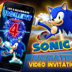Sonic Einladung, Sonic Animiertes Video-Einladung, Sonic The Hedgehog Digital Invite, Sonic-Geburtstagsfeier, Sonic 2 Individuelle Einladung