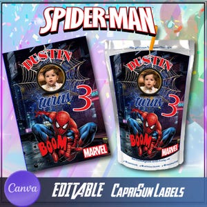 Spiderman Caprisun Labels, Spiderman Capri Sun Juice Wrapper, Spiderman Birthday Label, Spiderman Party Favor, Spiderman Printable Label