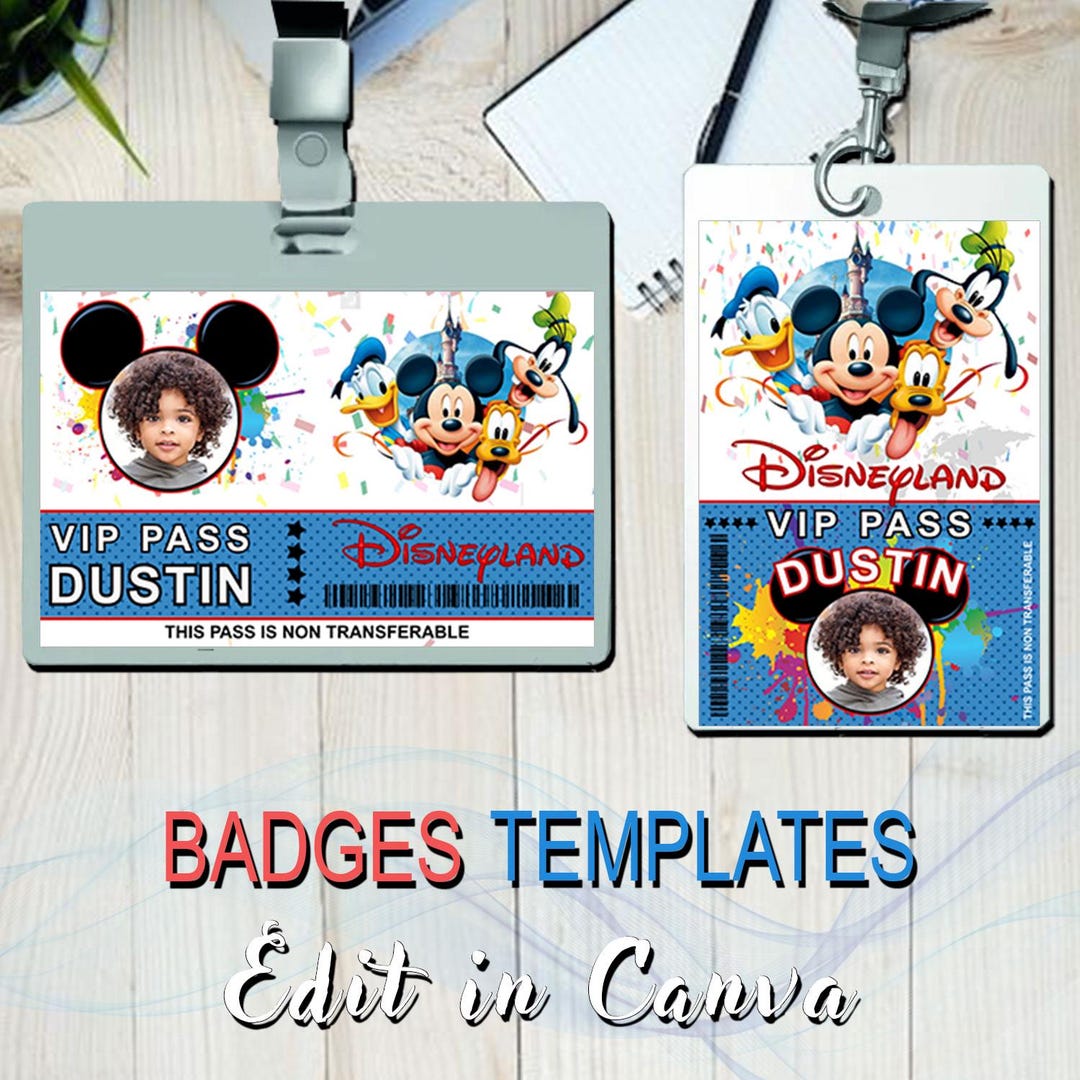 Disneyland Park ID Badge: Editable Cosplay Costume Prop (digital ...