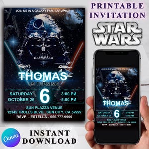 Star Wars Birthday Invitation: Darth Vader, Editable Template (Digital Download)