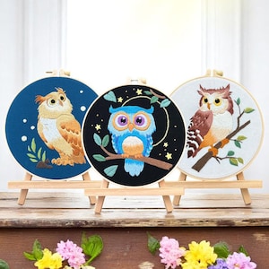 Whimsical Owls Embroidery Kit | Learn Embroidery Kit | Cross Stitch Kit | Craft Gift | Needlepoint Kit | Creative Gift | Hobby Gift Set