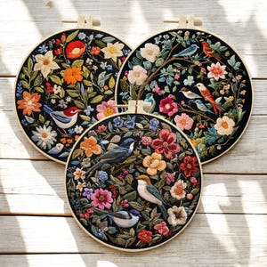 Floral Birds Embroidery Kit | Learn Embroidery Kit | Cross Stitch Kit | Craft Gift | Needlepoint Kit | Creative Gift | Hobby Gift Set | Gift