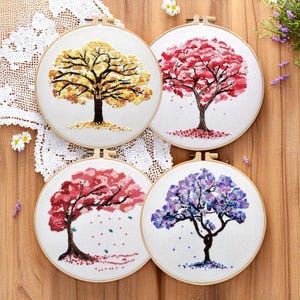 Blossoming Trees Embroidery Kit | Learn Embroidery Kit | Cross Stitch Kit | Craft Gift | Needlepoint Kit | Creative Gift | Hobby Gift Set