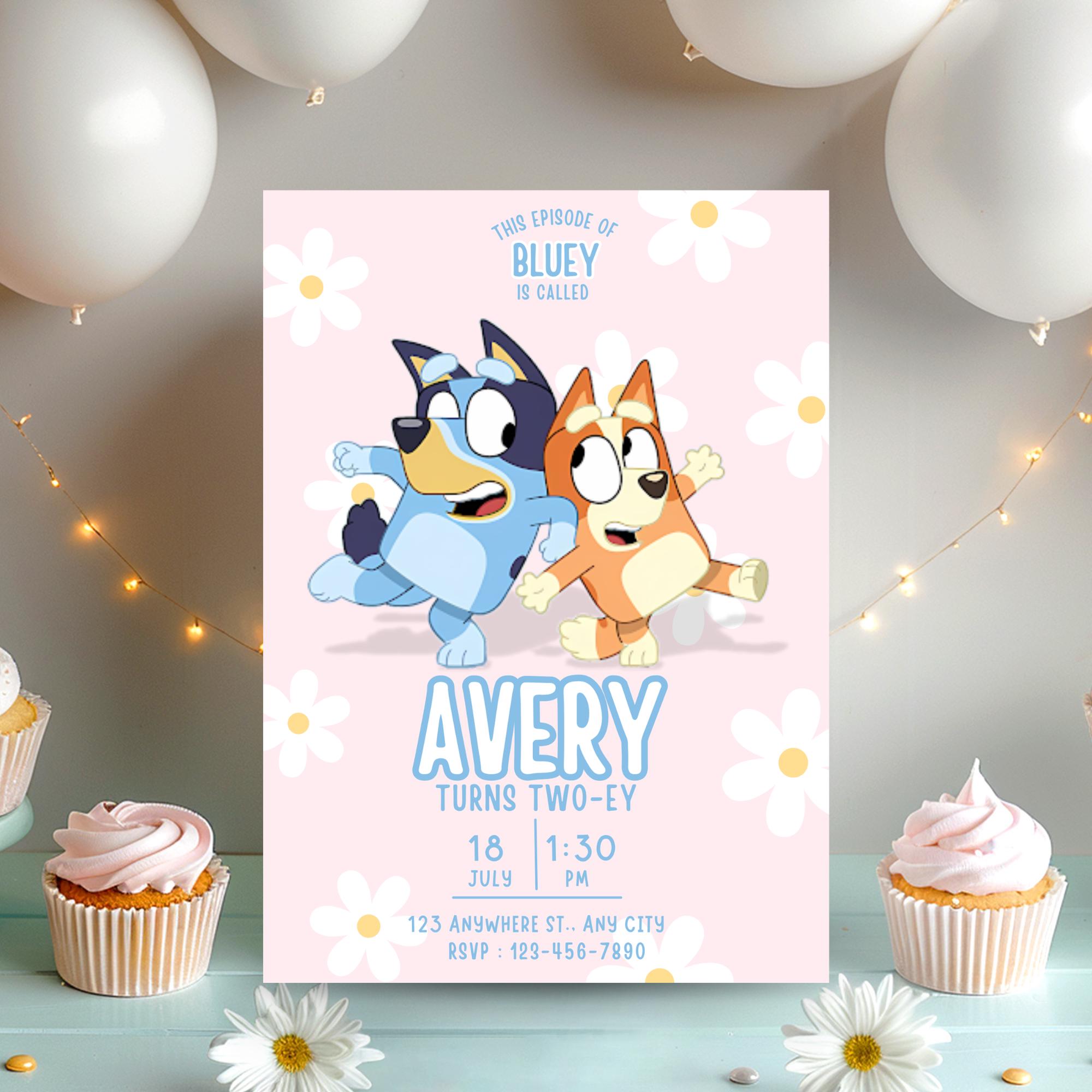 Bluey Twoey Editable Birthday Invite