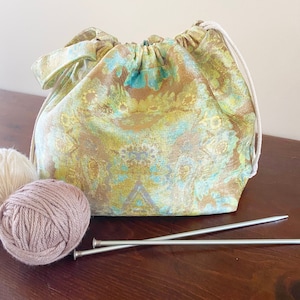 Bolsa de proyecto de tapicería- Bolsas de proyecto de playa para tejer- Bolsa de cordón- Bolsa de proyecto de tejer- Bolsa de lona- Bolsa de cordón de algodón