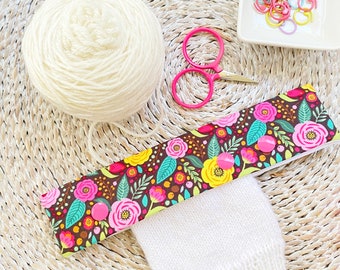 DPN Holder, Double Pointed Needle Holder, Colorful Floral Knitting Needle Case