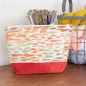 Bolsa de projeto com zíper de outono, bolsa de projeto de tricô, bolsa de projeto de crochê, bolsa com zíper xadrez, presente de tricô,