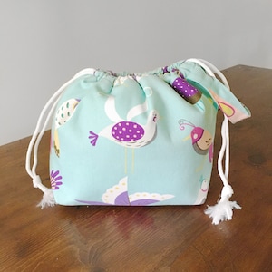 Bird Lover Project Bag- Bird Project Bag- Drawstring Bag- Cotton Bag- Knitting Project Bag- Canvas Tote Bag- Cotton Drawstring Bag
