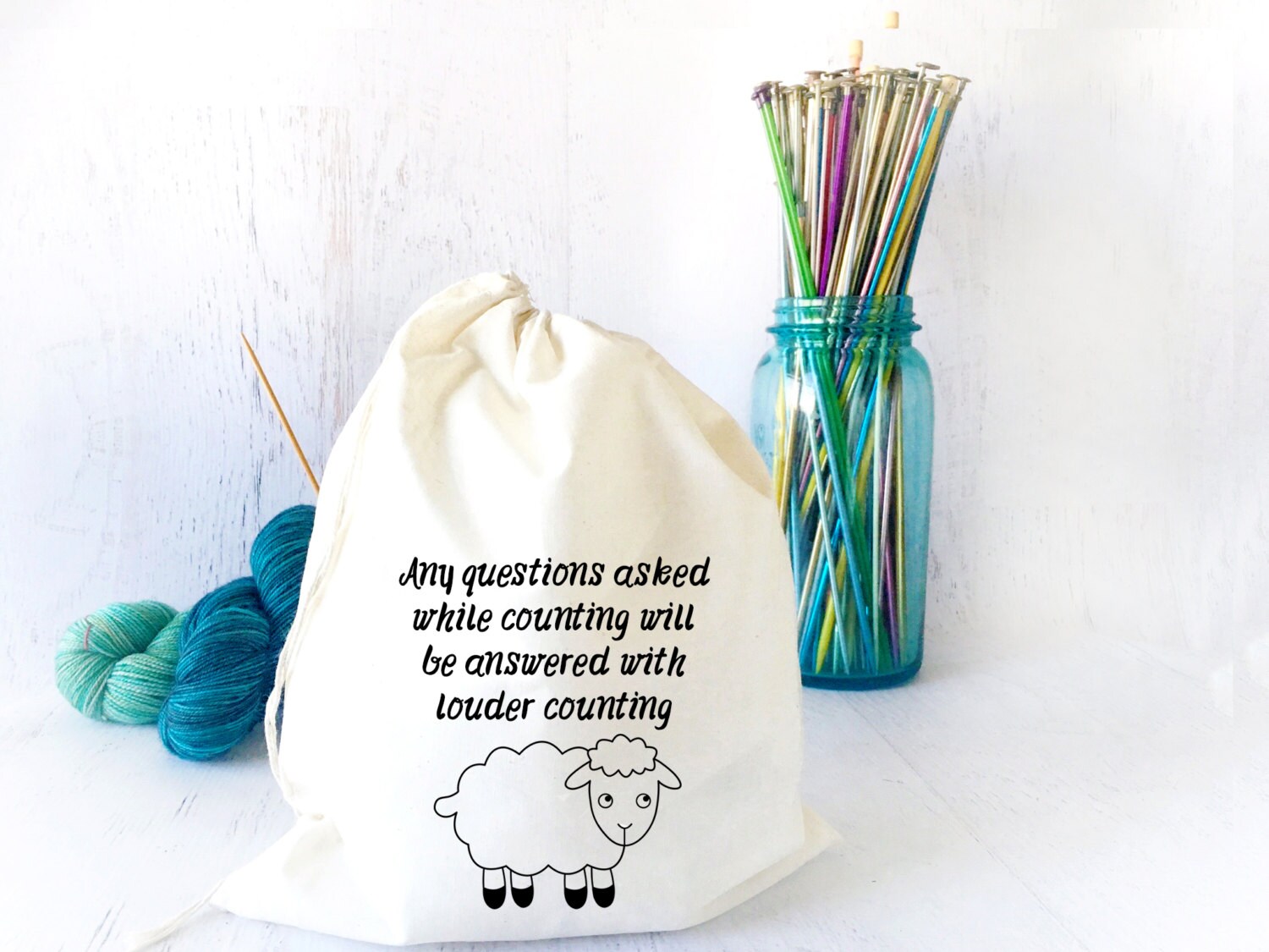 Funny Drawstring Project Bag Knitting Project Bag Sock Etsy